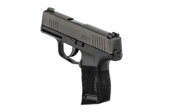 SIG Sauer's P365 slim compact handgun holds 10 rounds of 9x19mm and features hi-vis green front sight